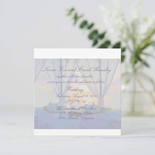 strandchampagne bruiloft-uitnodiging kaart (Staand voorkant)