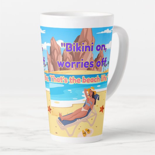 strandcitaat latte mok (Rechterhoek)