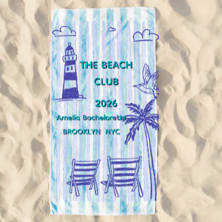 Strandclub thema vrijgezellenfeest  strandlaken