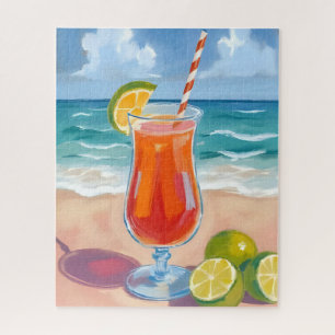 Strandcocktail   Oceaangolven Watercolor Schilderi Legpuzzel