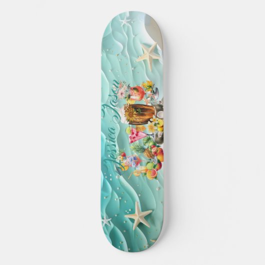 Strandcocktail Tropisch Fruit Oceaan Golf Zeester Persoonlijk Skateboard (Voorkant)