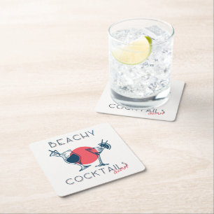 Strandcocktails Proost Feestje Kunst Kartonnen Onderzetters