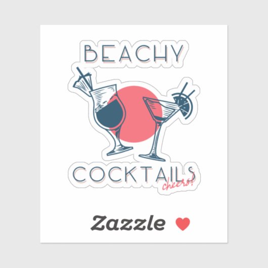 Strandcocktails Proost Feestje Kunst Sticker (Vel)