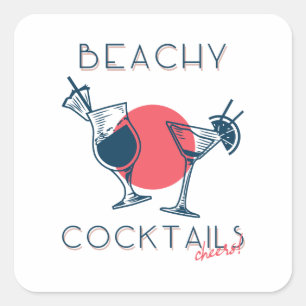 Strandcocktails Proost Kunst Vierkante Sticker