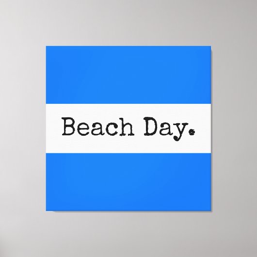 STRANDDAG Brede Lichtblauwe Witte Zomer Strepen Canvas Afdruk (Voorkant)