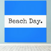 STRANDDAG Brede Lichtblauwe Witte Zomer Strepen Canvas Afdruk (Insitu (Houten vloer))