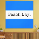 STRANDDAG Brede Lichtblauwe Witte Zomer Strepen Canvas Afdruk (Insitu (Woonkamer))