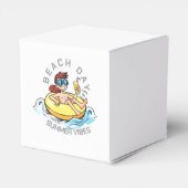 Stranddag Cartoon Karakter op Opblaasbare Ring Bedankdoosjes (Achterkant)