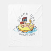 Stranddag Cartoon Karakter op Opblaasbare Ring Fleece Deken (Voorkant)