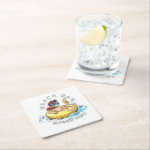 Stranddag Cartoon Karakter op Opblaasbare Ring Kartonnen Onderzetters (Insitu)