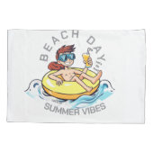 Stranddag Cartoon Karakter op Opblaasbare Ring Kussensloop (Achterkant)