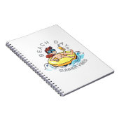 Stranddag Cartoon Karakter op Opblaasbare Ring Notitieboek (Rechterzijde)