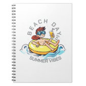 Stranddag Cartoon Karakter op Opblaasbare Ring Notitieboek (Voorkant)