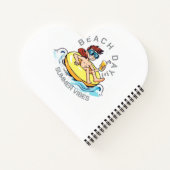 Stranddag Cartoon Karakter op Opblaasbare Ring Notitieboek (Achterkant)