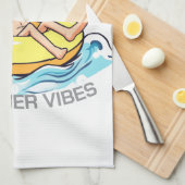 Stranddag Cartoon Karakter op Opblaasbare Ring Theedoek (Quarter Fold)