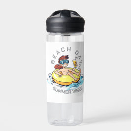 Stranddag Cartoon Karakter op Opblaasbare Ring Waterfles