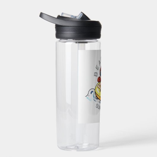 Stranddag Cartoon Karakter op Opblaasbare Ring Waterfles (Rechts)