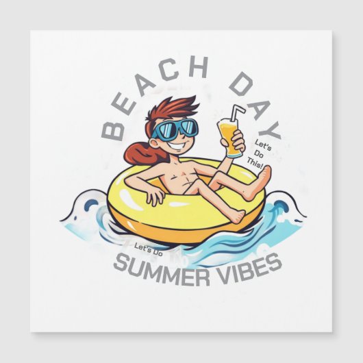 Stranddag Cartoonpersonage op Opblaasbare Ring (Voorkant)