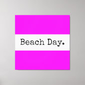 STRANDDAG Fun Bright Tropische Roze Witte Strepen Canvas Afdruk (Voorkant)