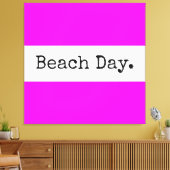 STRANDDAG Fun Bright Tropische Roze Witte Strepen Canvas Afdruk (Insitu (Woonkamer))