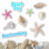 Stranddag Schelpen Zeesterren Scrapbooking vorm Sticker (Voorkant)