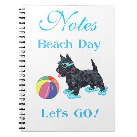 Stranddag Scottie Hond Notitieboek (Voorkant)