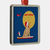 Stranddag Surfen Gouden Kerstman Hond Ornament (Rechts)