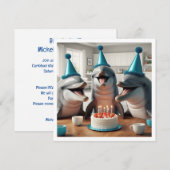 Stranddag, verjaardagsfeestje op het strand, dolfi kaart (Voorkant / Achterkant)