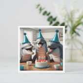 Stranddag, verjaardagsfeestje op het strand, dolfi kaart (Staand voorkant)