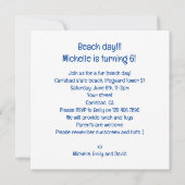 Stranddag, verjaardagsfeestje op het strand, dolfi kaart (Achterkant)