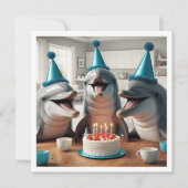 Stranddag, verjaardagsfeestje op het strand, dolfi kaart (Voorkant)