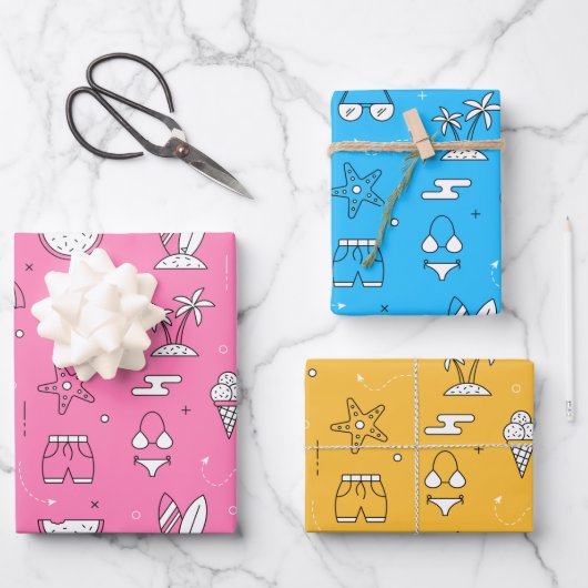 Stranddag Zomer Inpakpapier Set Vel (Voorkant)