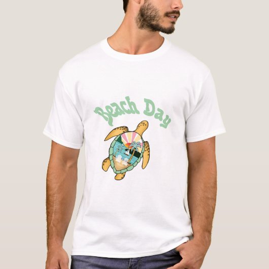 Stranddag, Zomer, Schildpad, T-shirt (Voorkant)