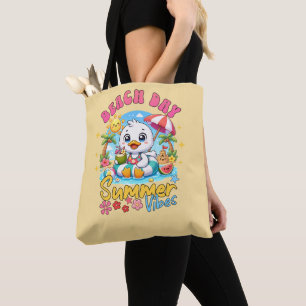 Stranddag Zomerstemming Schattige Eend Tropische V Tote Bag