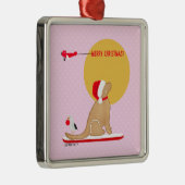 Stranddagen Gouden Kerstmis Roze Ornament (Rechts)