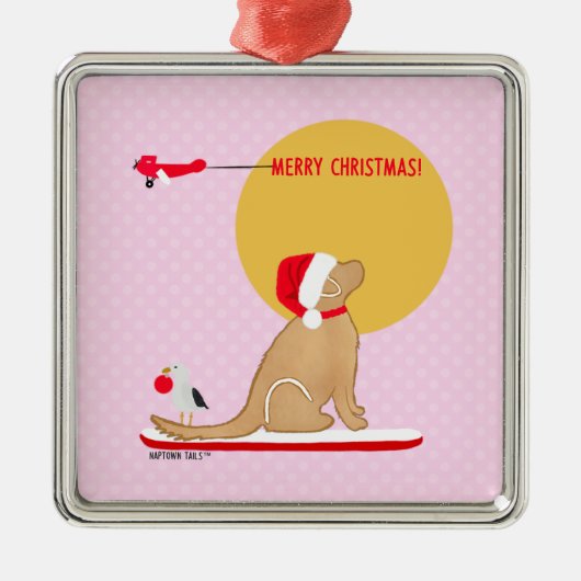 Stranddagen Gouden Kerstmis Roze Ornament (Voorkant)