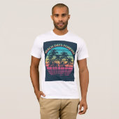 Stranddagen voor altijd Retro Sunset Palm Trees T- T-shirt (Voorkant volledig)