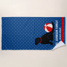 Stranddagen Zwarte Hond Blauwe Walvissen Strandlak Strandlaken