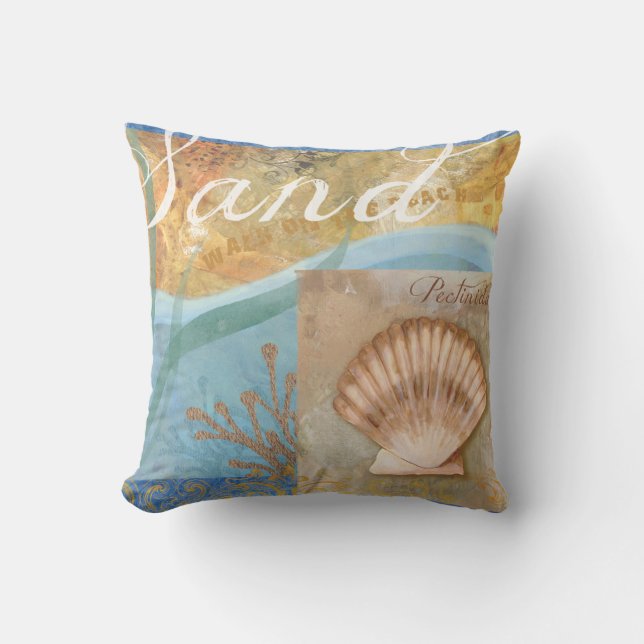 Stranddecoratie, zand en kust kussen (Voorkant)