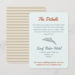 Stranddetail van de bruiloft informatiekaartje