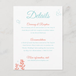 Stranddetails Enclosure Card | Coral en Aqua Informatiekaartje