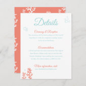 Stranddetails Enclosure Card | Coral en Aqua Informatiekaartje (Voorkant / Achterkant)