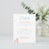 Stranddetails Enclosure Card | Coral en Aqua Informatiekaartje (Staand voorkant)