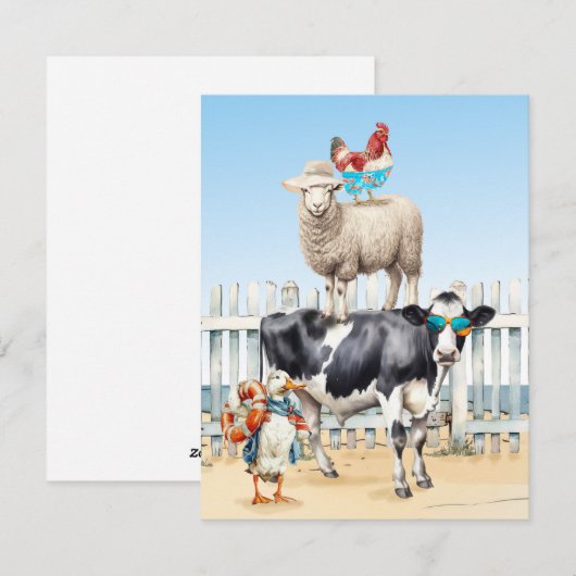 Stranddieren Groeten Flat Kaart (Voorkant / Achterkant)