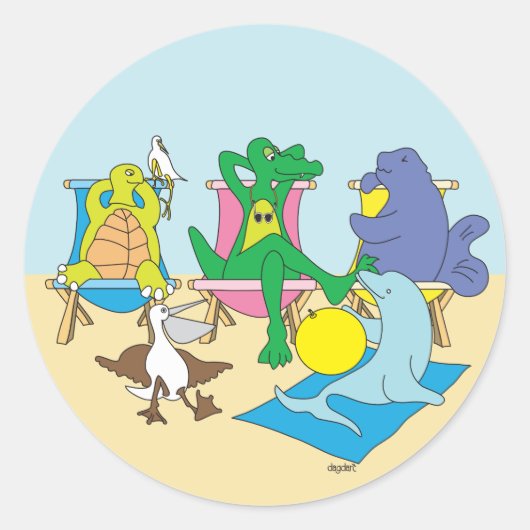Stranddieren Ronde Sticker (Voorkant)