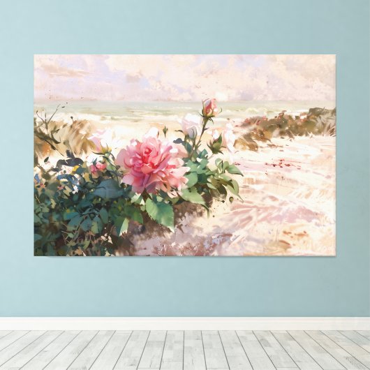 *~* Strandduinen Rozen TV2 Stretched Canvas Print (Insitu (Houten vloer))