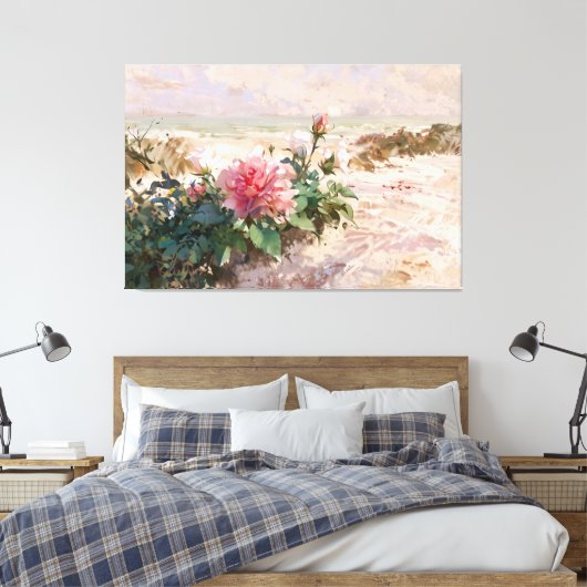 *~* Strandduinen Rozen TV2 Stretched Canvas Print (Insitu (Slaapkamer))