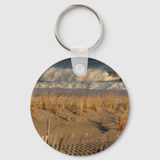 Strandduinen van Ocean City met golven Sleutelhanger (Voorkant)