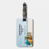 Strandelementen achtergrond aanpasbare tekst bagagelabel (Achterkant verticaal)