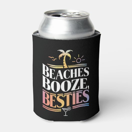 Stranden Booze & Besties Kokosnoot Zomer Blikjeskoeler (Blikje Voorkant)